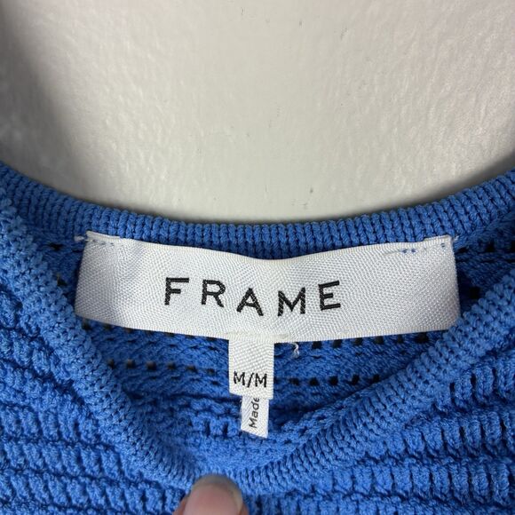 FRAME Denim Scoop Knit Sweater Tank Top Blue Sz M Nautical Preppy Classic - Picture 4 of 6